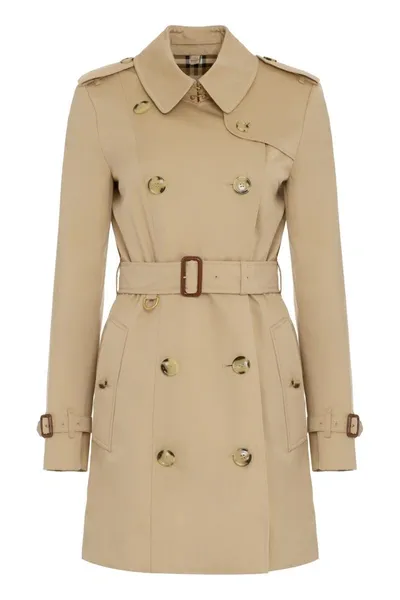 Burberry Gabardine Trench Coat In Beige