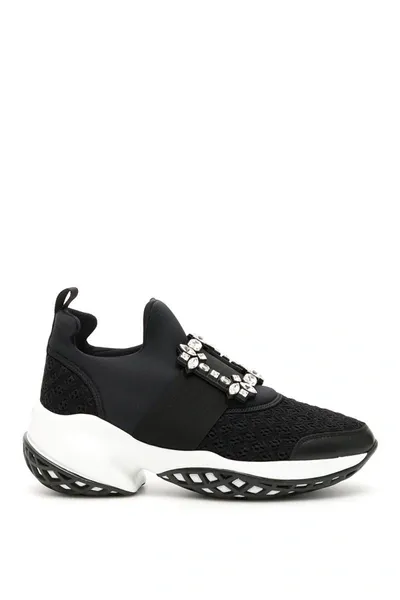 Roger Vivier Viv Run Buckle Sneakers In Nero