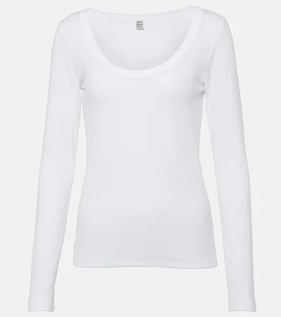 Totême Ribbed-knit Cotton Jersey Top In White