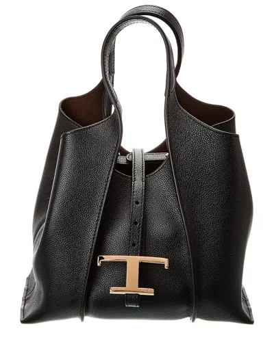 Tod's Medium T Timeless Tote Bag In Black