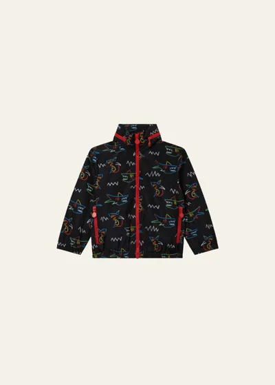 Stella Mccartney Kids' Recycled Printed Nylon Jacket In Black