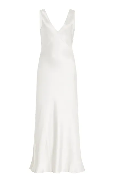 Asceno Bordeaux Slip Dress In Ivory