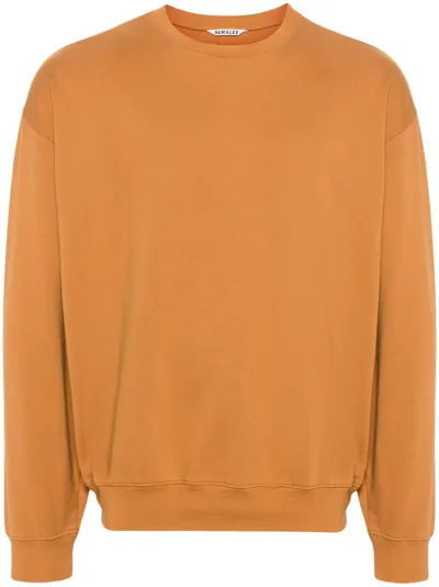 Auralee Crew-neck Cotton Sweatshirt In Orange