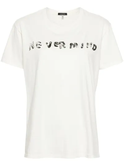 R13 White Nevermind-print Cotton T-shirt