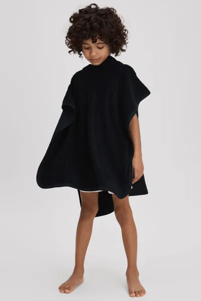 Reiss Kids' Navy Textured Towelling Hooded Poncho