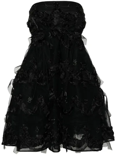 Simone Rocha Ruffled Tulle Minidress In Black