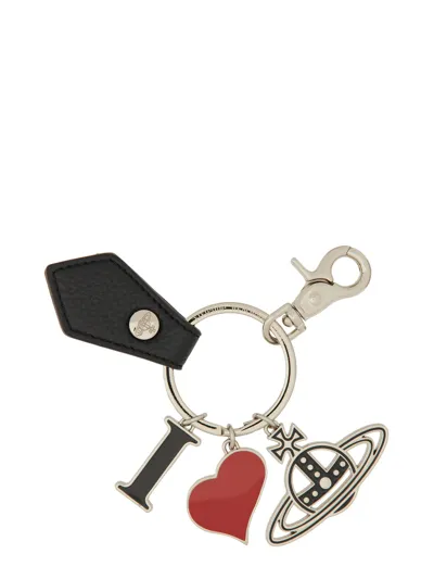 Vivienne Westwood Silver Tone Metal Key Rings In Black