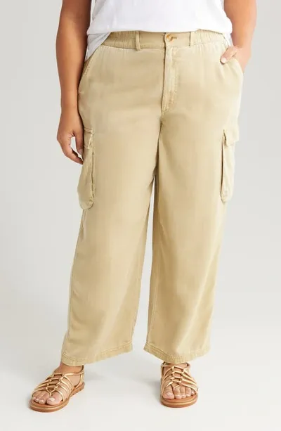 Treasure & Bond Soft Straight Leg Cargo Pants In Beige Khaki