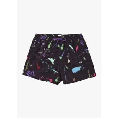 Paul Smith Mens Paint Mark Swim Shorts In Black In Black Fabric