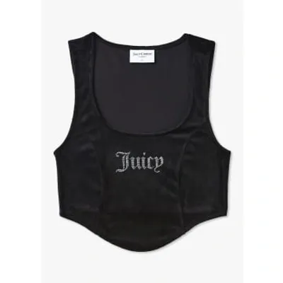 Juicy Couture Womens Camina Diamonte Corset Top In Black In Black Fabric