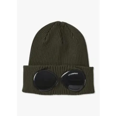 C.p. Company Mens Cotton Goggle Beanie Hat In Ivy Green In Green Fabric