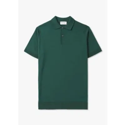 John Smedley Mens Payton Merino Wool Polo Shirt In Pine In Green Fabric