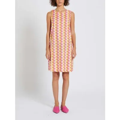 Marella Deep Rose Printed Sleeveless Shift Dress In Pink &amp; Orange Pattern