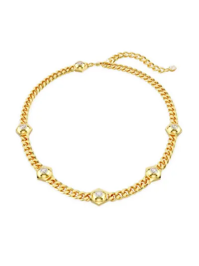 Swarovski Numina Crystal Link Chain Collar Necklace, 14.13-16.13 In Yellow Gold