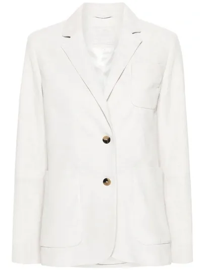 Desa 1972 Leather Blazer Jacket In Ivory