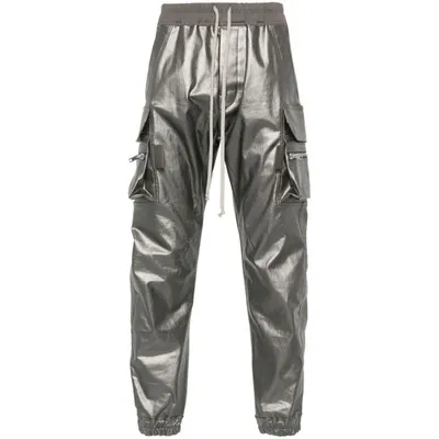 Rick Owens Lido Mastodon Drawstring Cargo Jeans In Grey