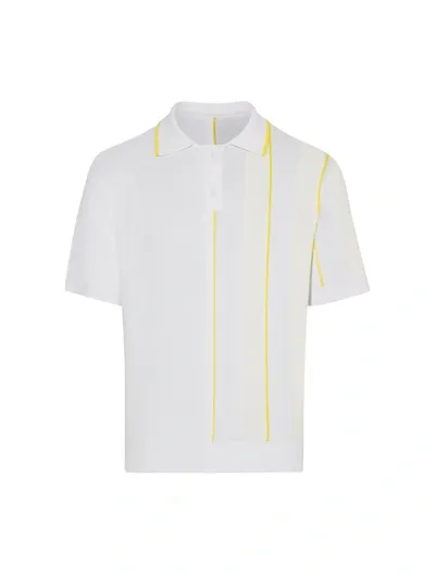 Jacquemus Men's Vertical Striped Polo Shirt In White