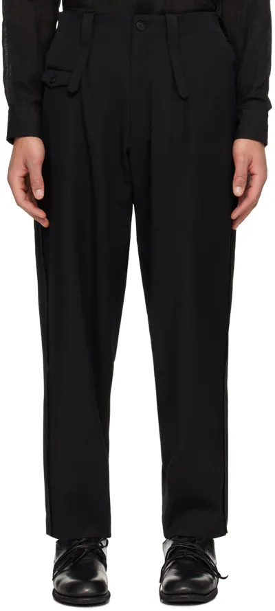 Ys For Men Black Raw Edge Trousers In 2 Black