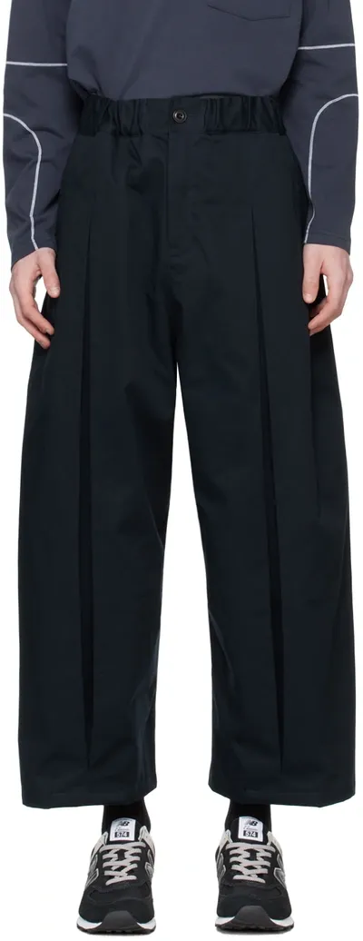 Sage Nation Navy Box Pleat Trousers