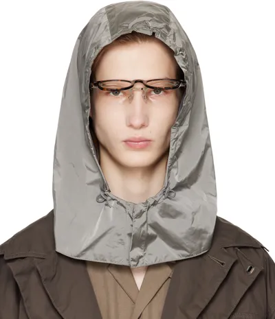 Amomento Gray Glossy Nylon Hood Snood In Grey