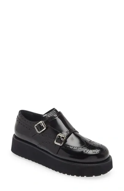 Miu Miu Monk Strap Platform Shoe In Black