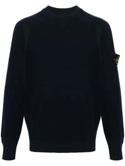 Stone Island Compass-badge Cotton Jumper In Blue