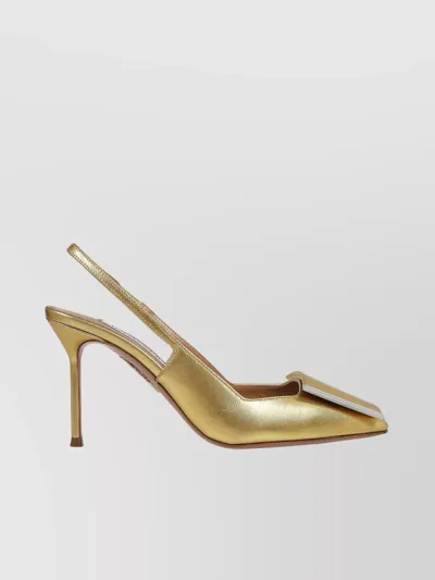 Aquazzura 100mm Metallic-leather Pumps In Gold