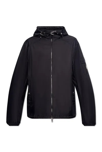 Moncler Zipped Hooded Jacket In Black