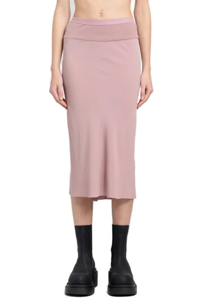 Rick Owens Calf Bias Midi Skirt In Pink