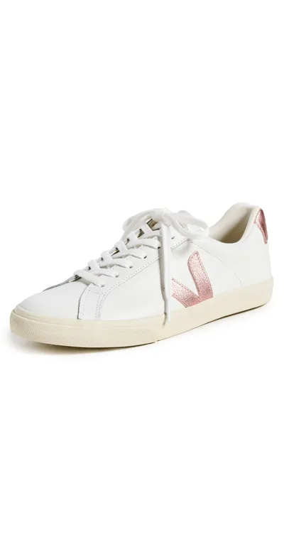 Veja White Nacre Leather Esplar Sneakers In Extra-white_nacre