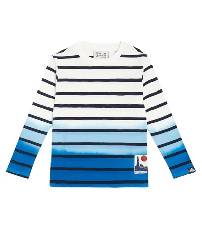 Scotch & Soda Kids' Striped Cotton Top In White