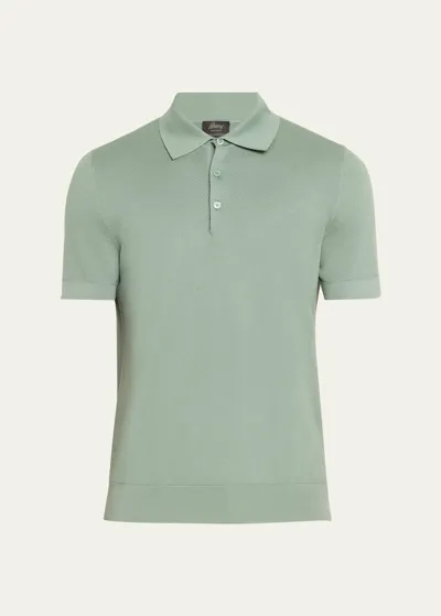 Brioni Men's Sea Island Polo Shirt In Aqua