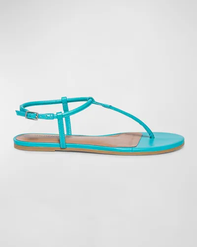 Bernardo Leather Slingback Thong Sandals In Aqua Antique Calf