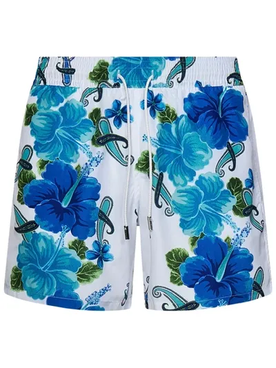 Etro Floral-print Swim Shorts In Bianco