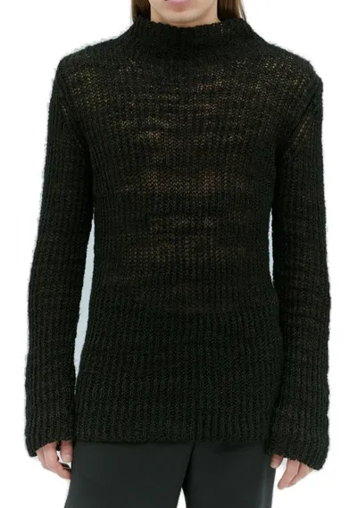 Dries Van Noten Mock Neck Ribbed Jumper In Black