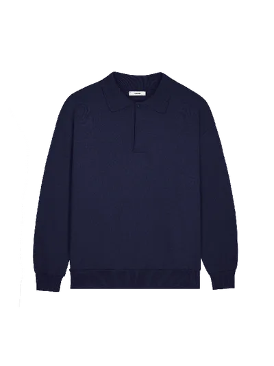 Pangaia Dna Heavyweight Polo Sweatshirt In Navy