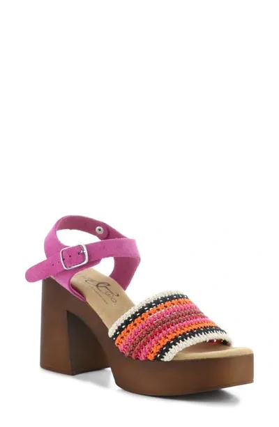 Bos. & Co. Reny Ankle Strap Platform Sandal In Orange Multi Textile