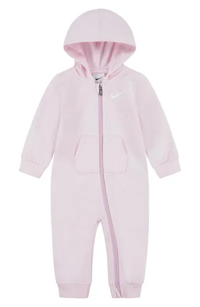 Nike Babies' Essential Hooded Cotton Blend Coverall In Pink Foam