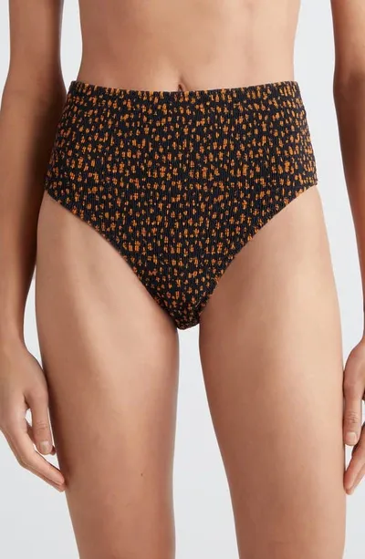 Totême Print Smocked Bikini Bottoms In Tortoise Print