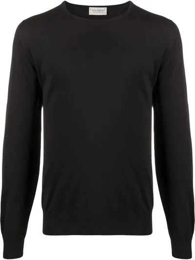 John Smedley Hatfield Crew Neck Long Sleeves Pullover In Black