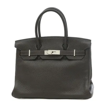 Hermes Birkin 25 In Black Togo Leather With Palladium Hardware In Brown