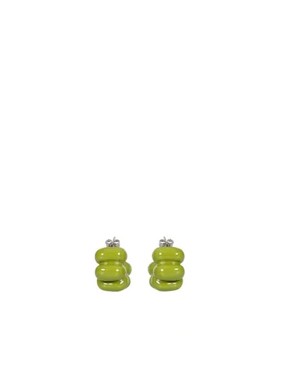 Sunnei Lime Green Brass Earrings In Not Applicable