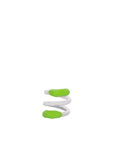 Sunnei Fusillo Rubberized Silver/ Green Ring In Grey