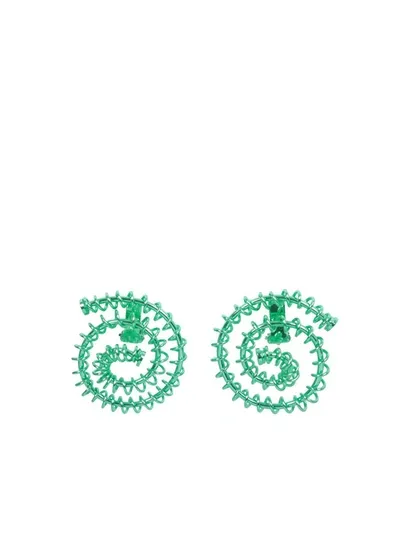 Sunnei Spiral-bound Circular-design Earrings In Green