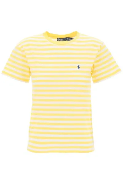 Polo Ralph Lauren T Shirt Girocollo A Righe In Yellow