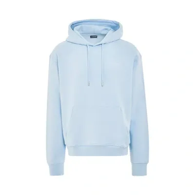 Jacquemus Le Sweatshirt Brode Cotton Hoodie In Blue