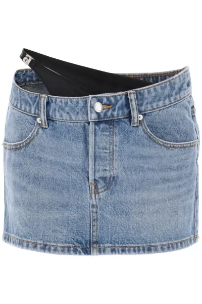 Alexander Wang Asymmetric Bikini Layer Mini Denim Skirt In 486 Vintage Light Indigo