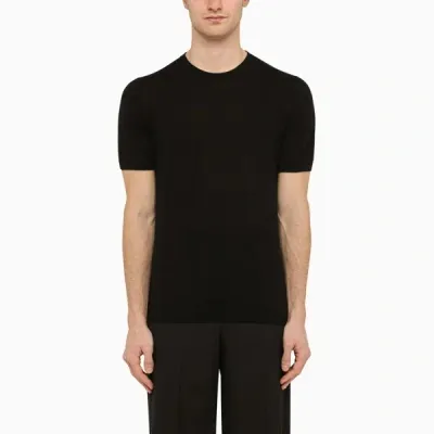 Drumohr Black Cotton Crewneck T-shirt