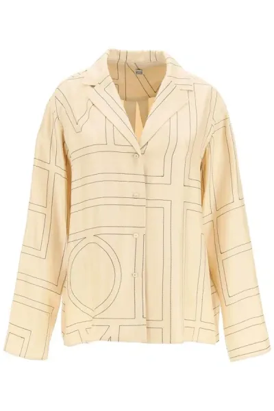 Totême Toteme Monogram Silk Twill Pajama Shirt Women In Cream