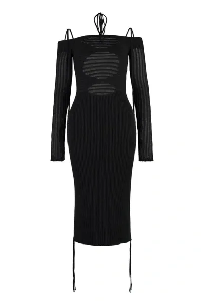 Andreädamo Andreādamo Ribbed Knit Dress In Black